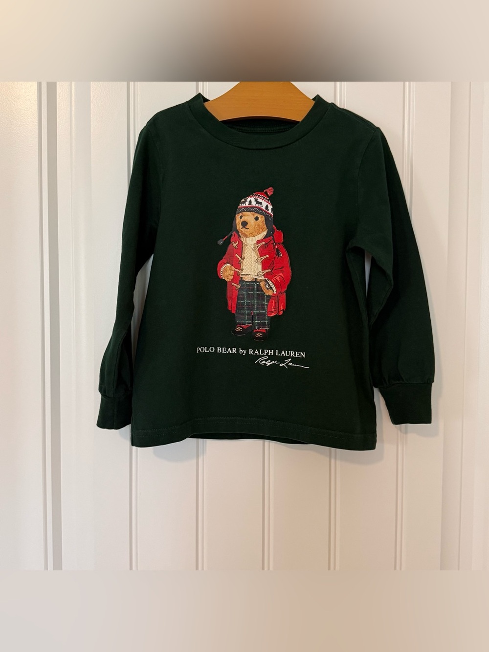 Polo Ralph Lauren Boys Polo Bear Cotton Long-Sleeve Tee – Size 3